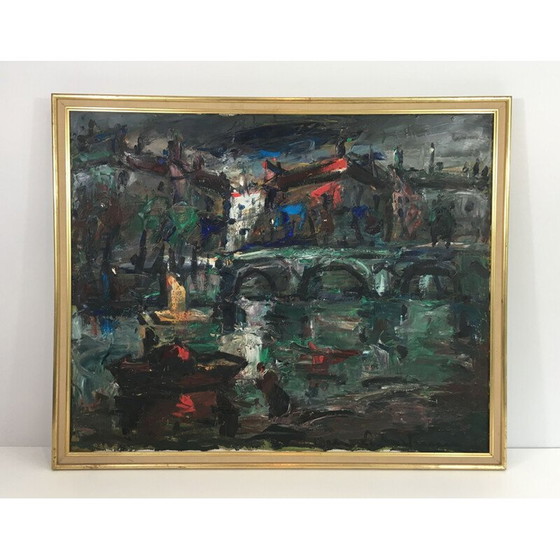 Image 1 of Oude olieverf op doek, 1960