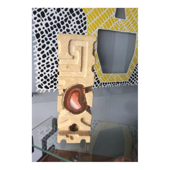 Image 1 of Vintage beeldhouwlamp in île de france steen en versteend hout, 1970