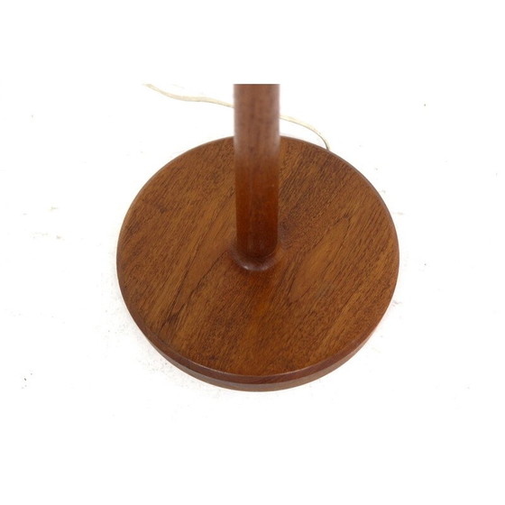 Image 1 of Scandinavische vintage vloerlamp van teakhout en leer, Zweden 1960