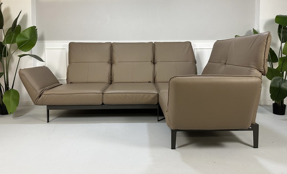 Image 1 of Rolf Benz Mera 386 Sofa Leder Bruin Tentoonstellingsmeubel