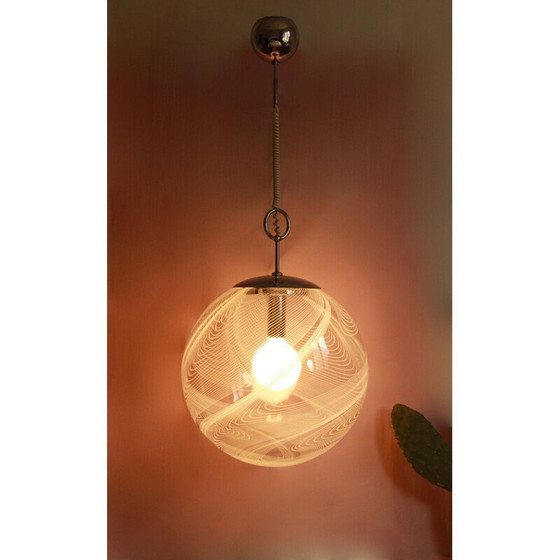 Image 1 of Vintage golfophanging met murano glazen bol door Lino Tagliapietra, Italië 1970