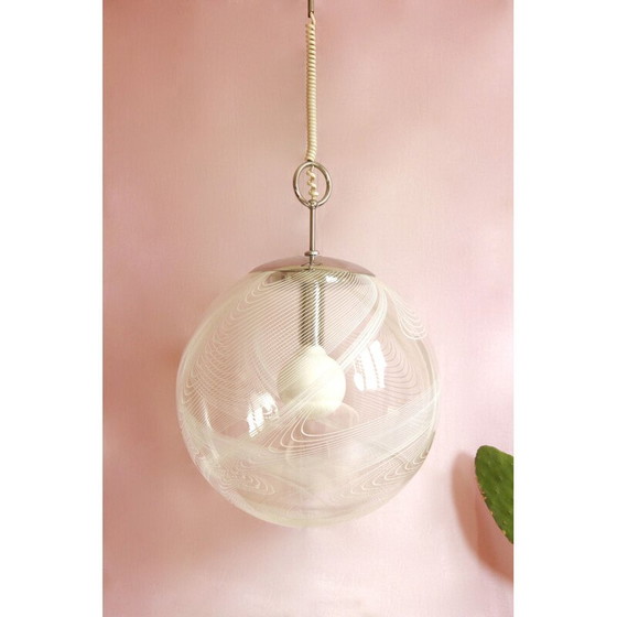 Image 1 of Vintage golfophanging met murano glazen bol door Lino Tagliapietra, Italië 1970