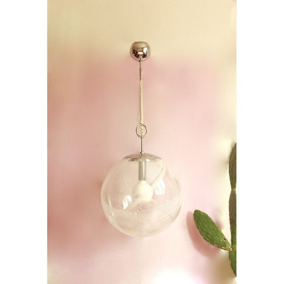 Image 1 of Vintage golfophanging met murano glazen bol door Lino Tagliapietra, Italië 1970