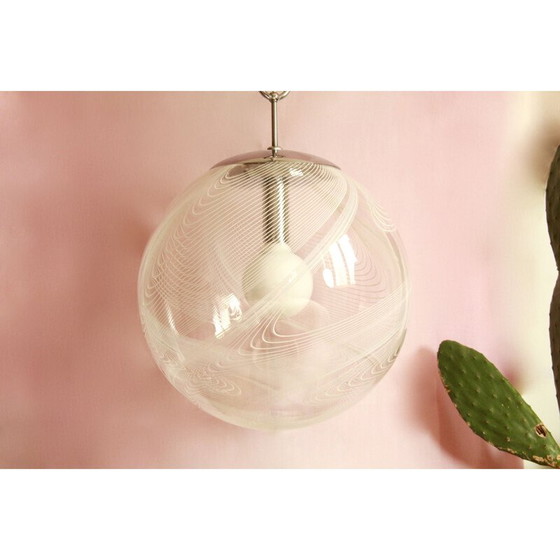 Image 1 of Vintage golfophanging met murano glazen bol door Lino Tagliapietra, Italië 1970