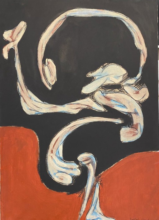 Raffaele Menster, Olieverf op doek 1962, Italië, Abstractie,