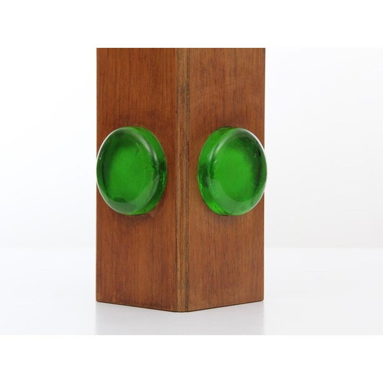 Image 1 of Scandinavische vintage pastalamp van teakhout en glas, Zweden 1960