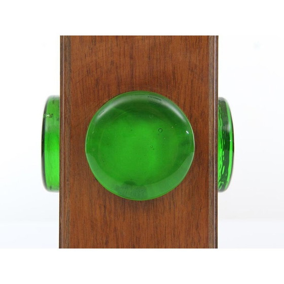 Image 1 of Scandinavische vintage pastalamp van teakhout en glas, Zweden 1960