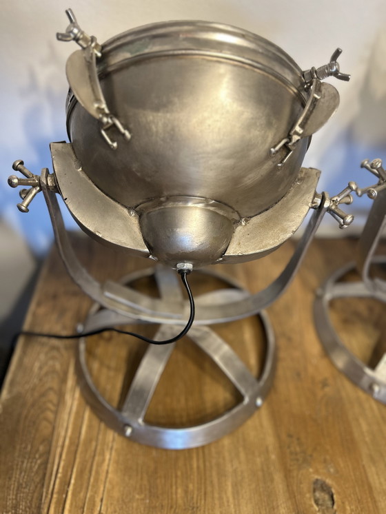 Image 1 of 2x Vintage Metalen Tafellamp