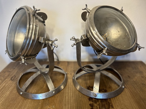 Image 1 of 2x Vintage Metalen Tafellamp