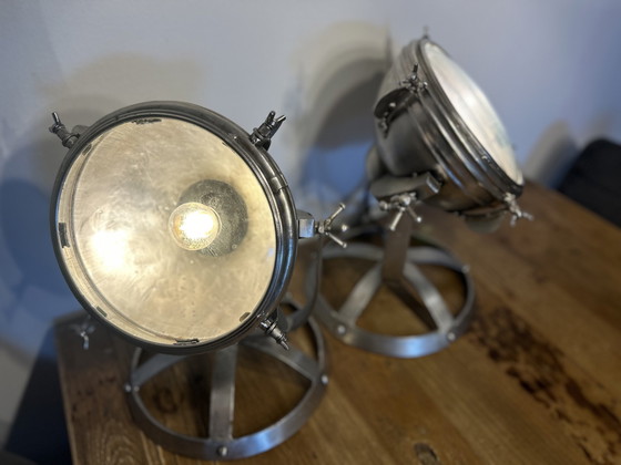 Image 1 of 2x Vintage Metalen Tafellamp