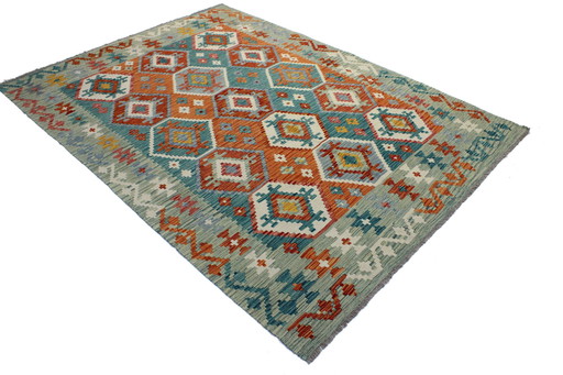 Originele oude stijl Kelim Afghan 248 X 178 Cm Top staat