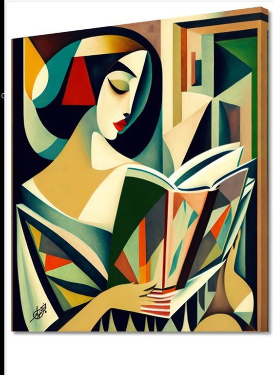 Image 1 of Juan Gris   ----Lezende Vrouw  (Kubisme)