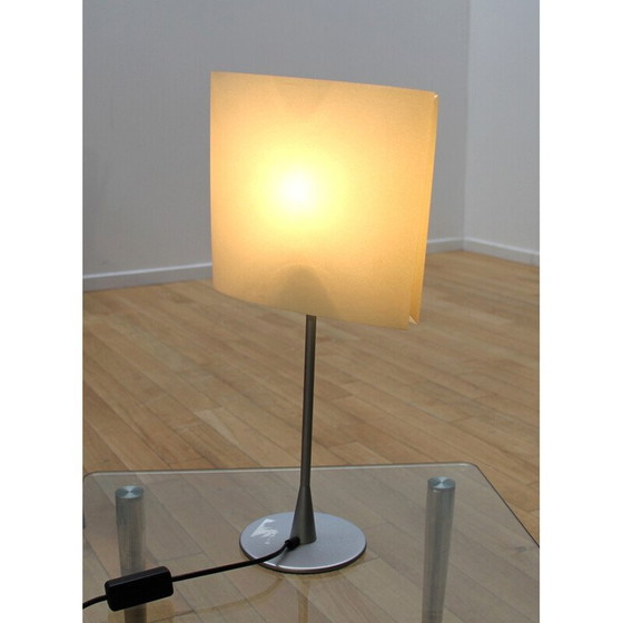 Image 1 of Vintage bedlampje in chroom metaal en wit papier van Pierluigi Cerri voor Fontana Arte