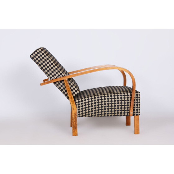 Image 1 of Paar vintage fauteuils van walnoot en verchroomd staal, Tsjecho-Slowakije 1930