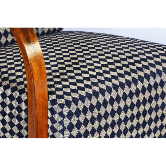 Image 1 of Paar vintage fauteuils van walnoot en verchroomd staal, Tsjecho-Slowakije 1930