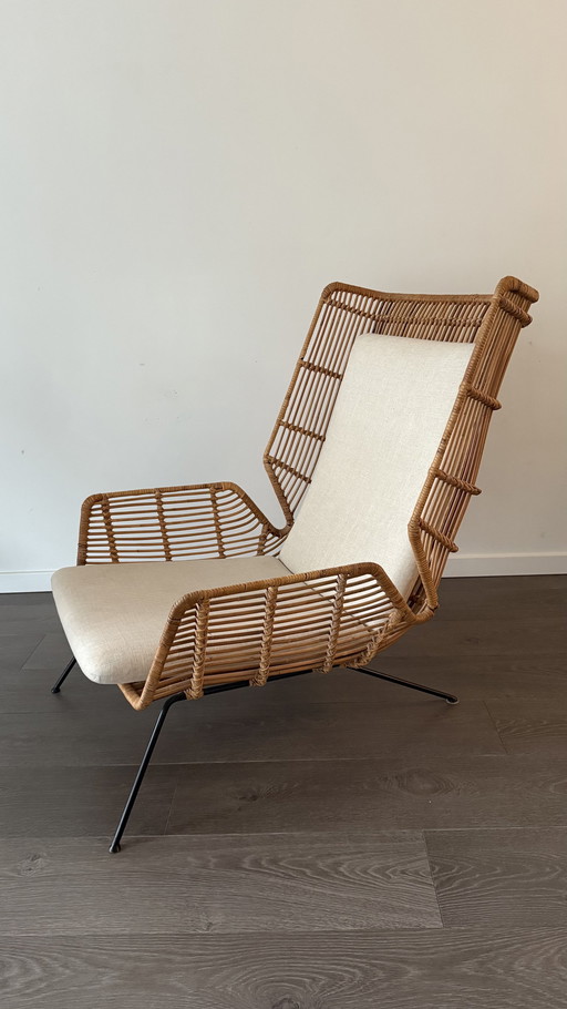 Rotan Lounge Stoel Met Bijbehorende Kussens 