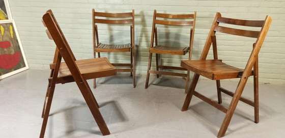 Image 1 of 4 X Vintage houten klapstoelen