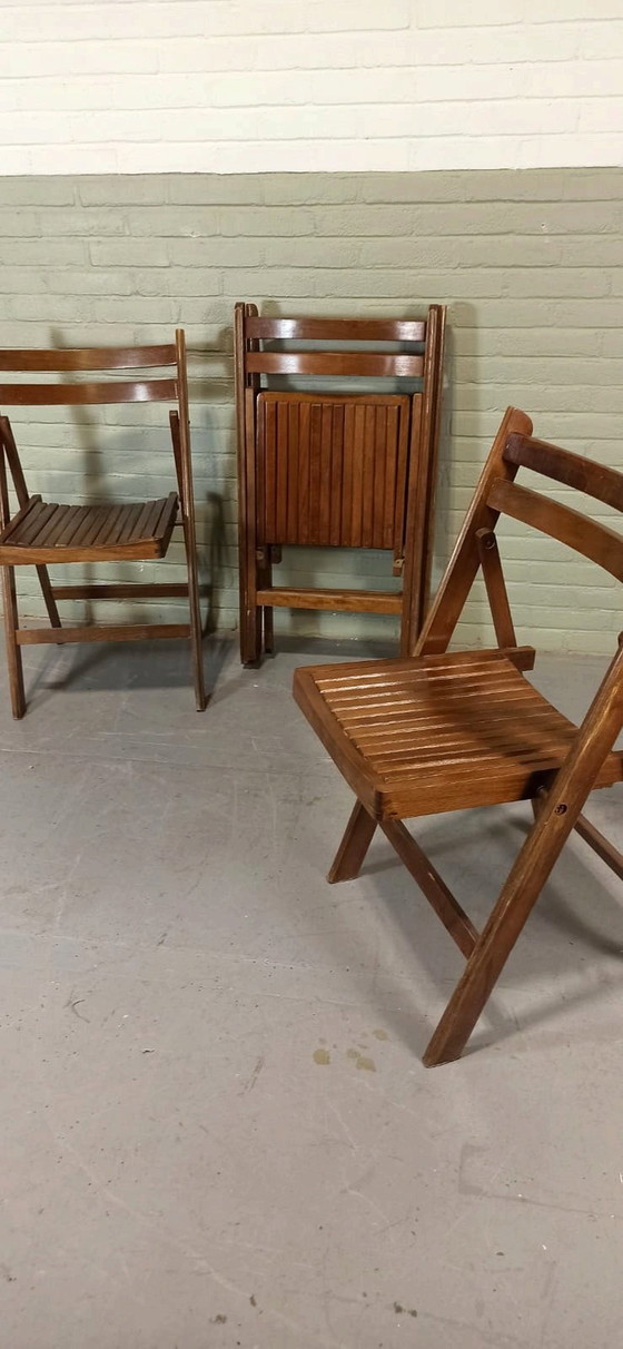 Image 1 of 4 X Vintage houten klapstoelen