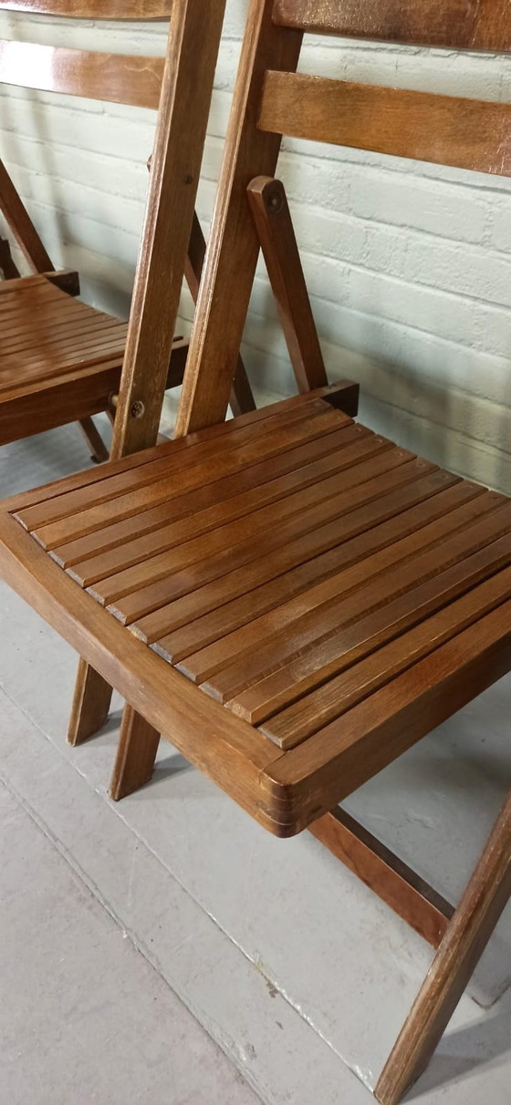 Image 1 of 4 X Vintage houten klapstoelen