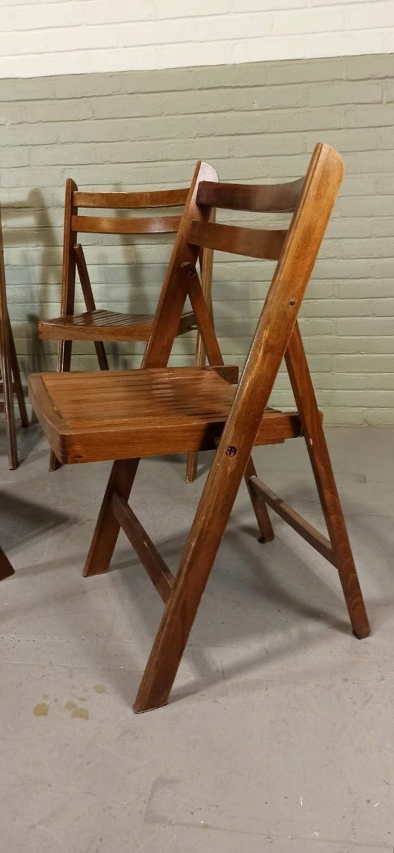 Image 1 of 4 X Vintage houten klapstoelen