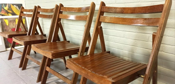 Image 1 of 4 X Vintage houten klapstoelen