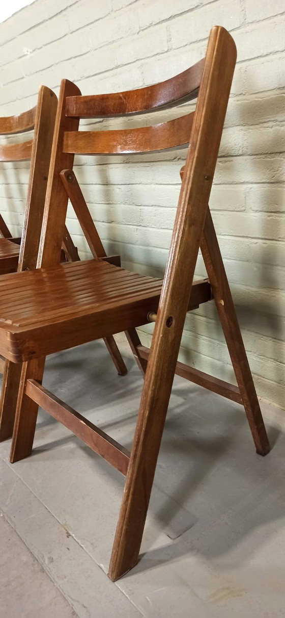 Image 1 of 4 X Vintage houten klapstoelen