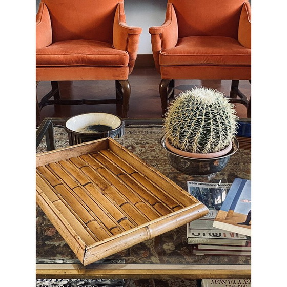 Image 1 of Vintage bamboe dienblad, Italië 1970