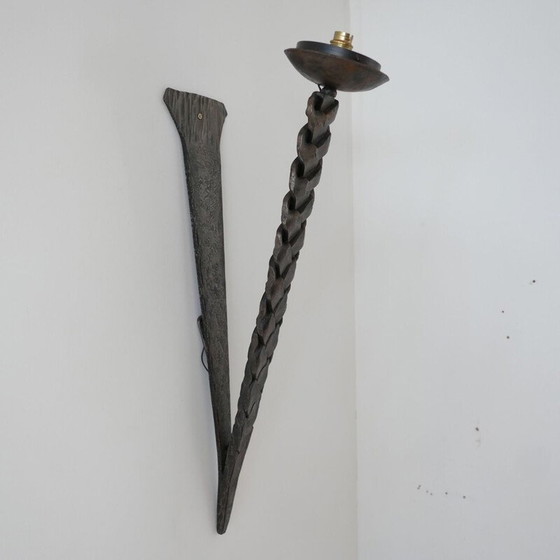 Image 1 of Brutalistische mid-century ijzeren wandlamp, Frankrijk 1950