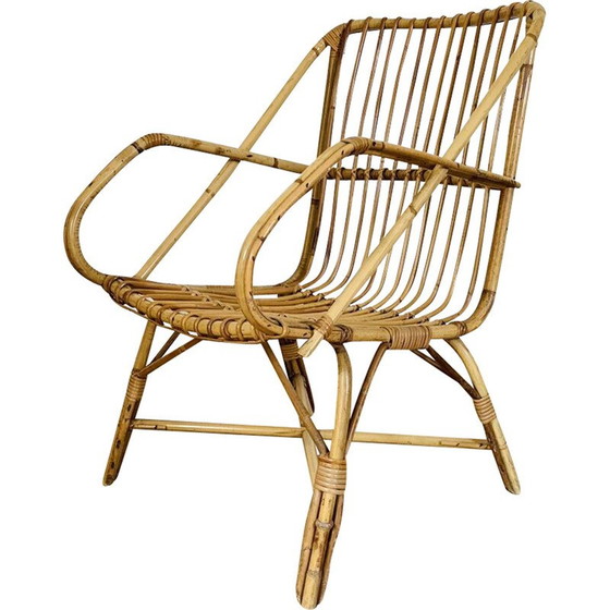 Image 1 of Vintage kubusvormige rotan fauteuil