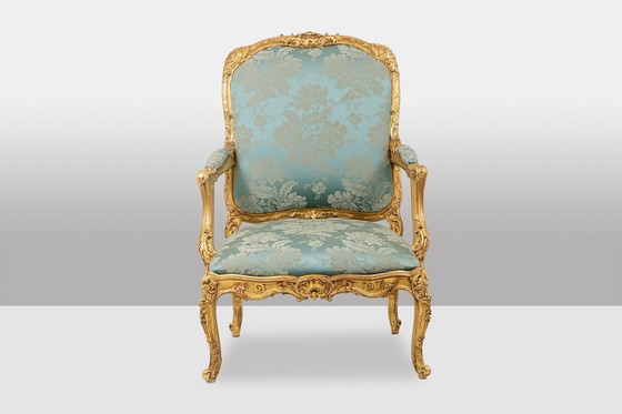 Image 1 of Salon in Lodewijk XV-stijl met verguld houten frame, Circa 1880