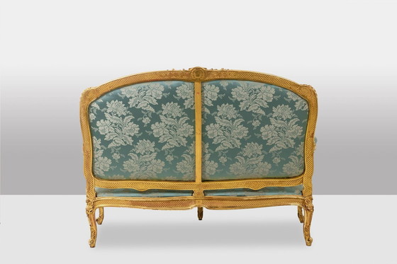 Image 1 of Salon in Lodewijk XV-stijl met verguld houten frame, Circa 1880