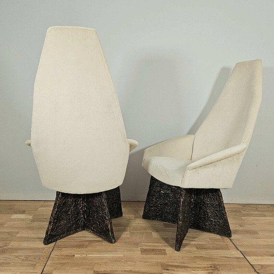 Image 1 of Paar vintage fauteuils met epoxy en bronzen onderstel van Adrian Pearsall, 1960