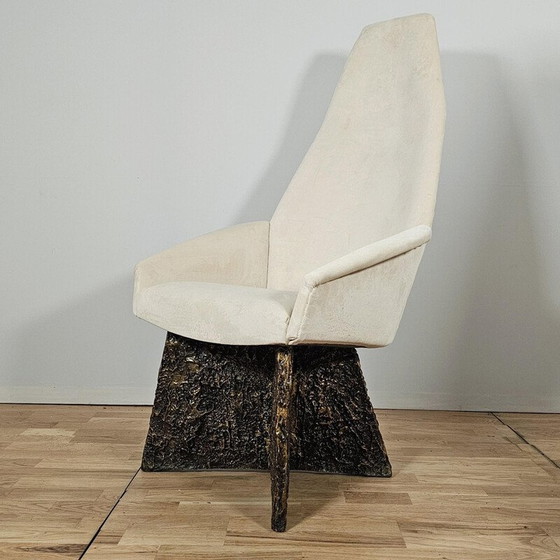 Image 1 of Paar vintage fauteuils met epoxy en bronzen onderstel van Adrian Pearsall, 1960