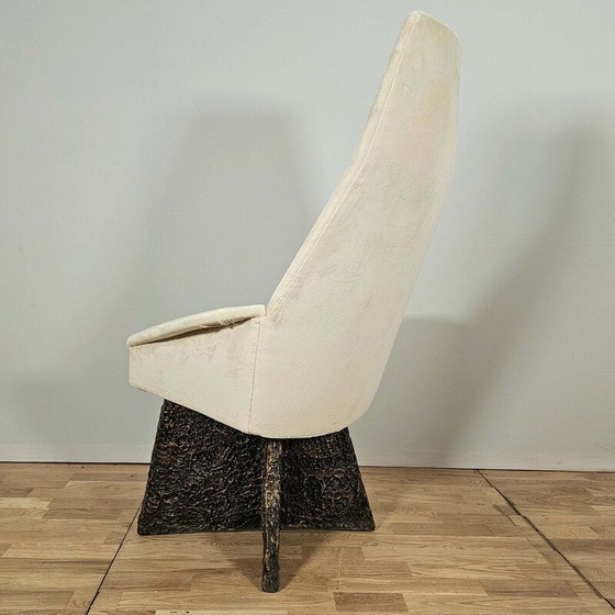 Image 1 of Paar vintage fauteuils met epoxy en bronzen onderstel van Adrian Pearsall, 1960