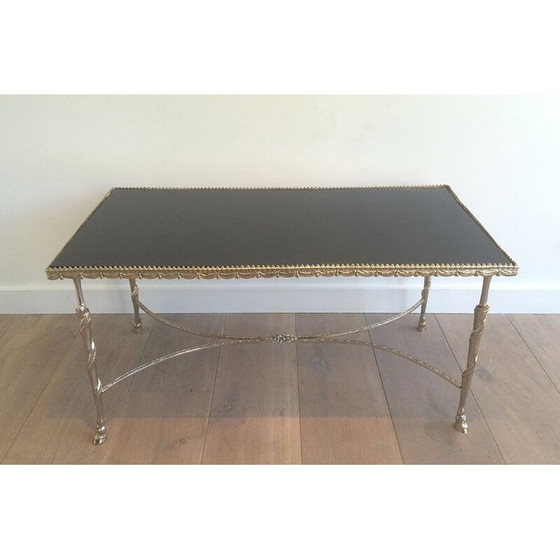 Image 1 of Vintage zilveren en glazen salontafel, 1940