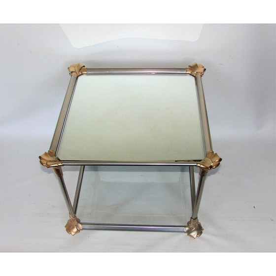 Image 1 of Vintage aluminium en glazen salontafel, 1970