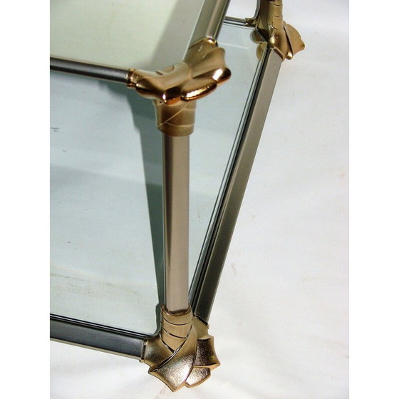 Image 1 of Vintage aluminium en glazen salontafel, 1970