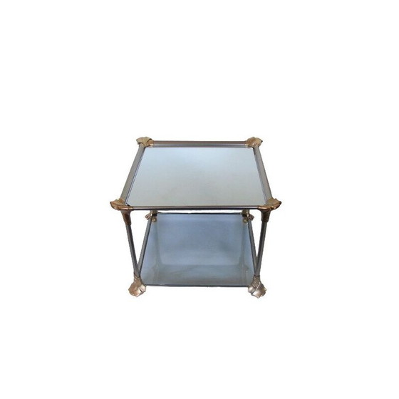 Image 1 of Vintage aluminium en glazen salontafel, 1970