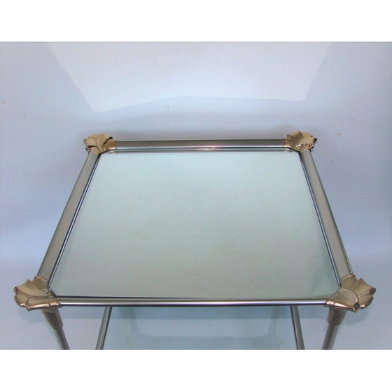 Image 1 of Vintage aluminium en glazen salontafel, 1970