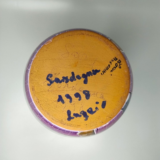 Image 1 of 1990S Verbazingwekkende Giuseppe Locci Polycrome Craquelé vaas van Sardijnse keramiek. Gemaakt in Italië
