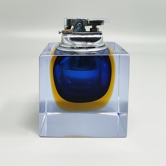 Image 1 of 1960S Prachtige blauwe tafelaansteker in Murano Sommerso glas van Flavio Poli voor Seguso