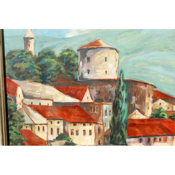 Image 1 of Vintage "Mostar in Bosnië" olieverf op board door Alfred Zährl, jaren 1940