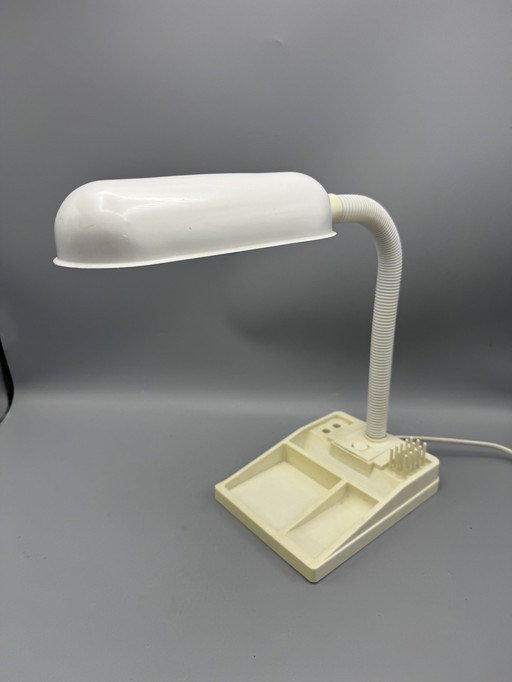 Bureaulamp E-Lite Met Buigarm En Paperclip Bakje In De Voet, Ca. 1970