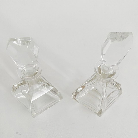 Image 1 of Artdeco parfumflesjes karafjes set kristal met dienblaadje 1920's