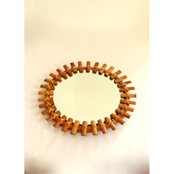 Image 1 of Vintage rieten spiegel, Italië 1960