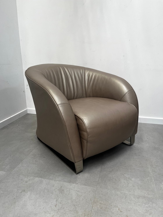 Image 1 of Paar natuzzi “Liz” zetels in leder metallic