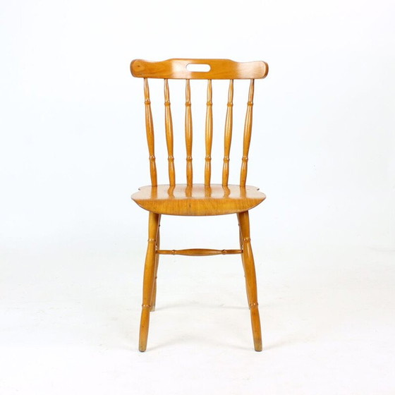 Image 1 of Set van 4 vintage eiken eetkamerstoelen, Tsjecho-Slowakije 1960