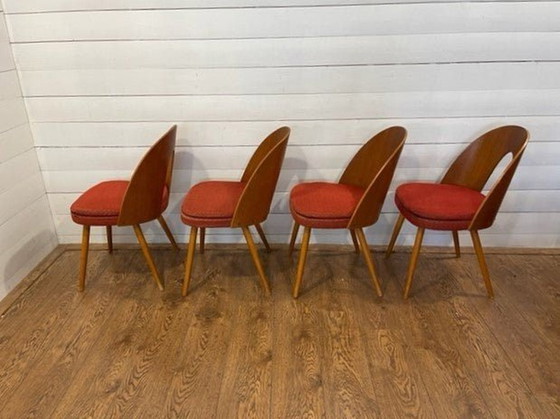 Image 1 of Set van 4 vintage Lollipop stoelen van Antonin Suman - rood