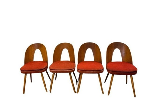 Set van 4 vintage Lollipop stoelen van Antonin Suman - rood