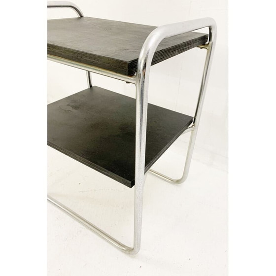 Image 1 of Modernistische bijzettafel van hout en stalen buizen, jaren 1930